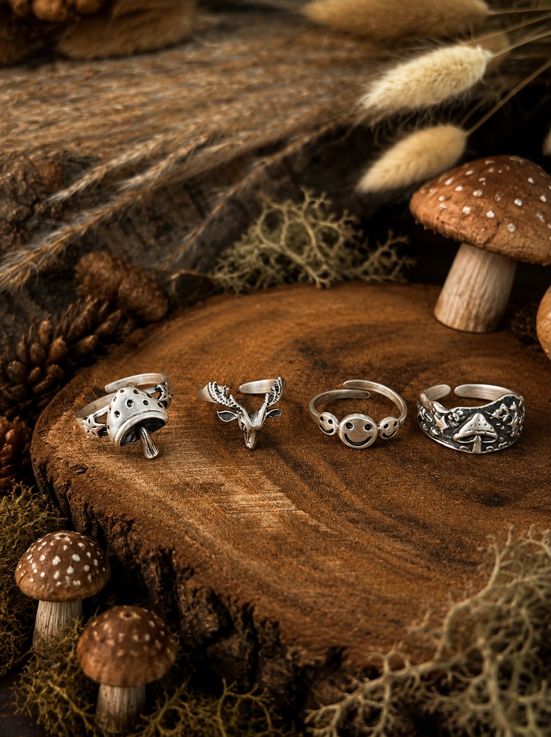 Handmade Sterling Silver Mystic Grove Stack Collection: Adjustable Ring