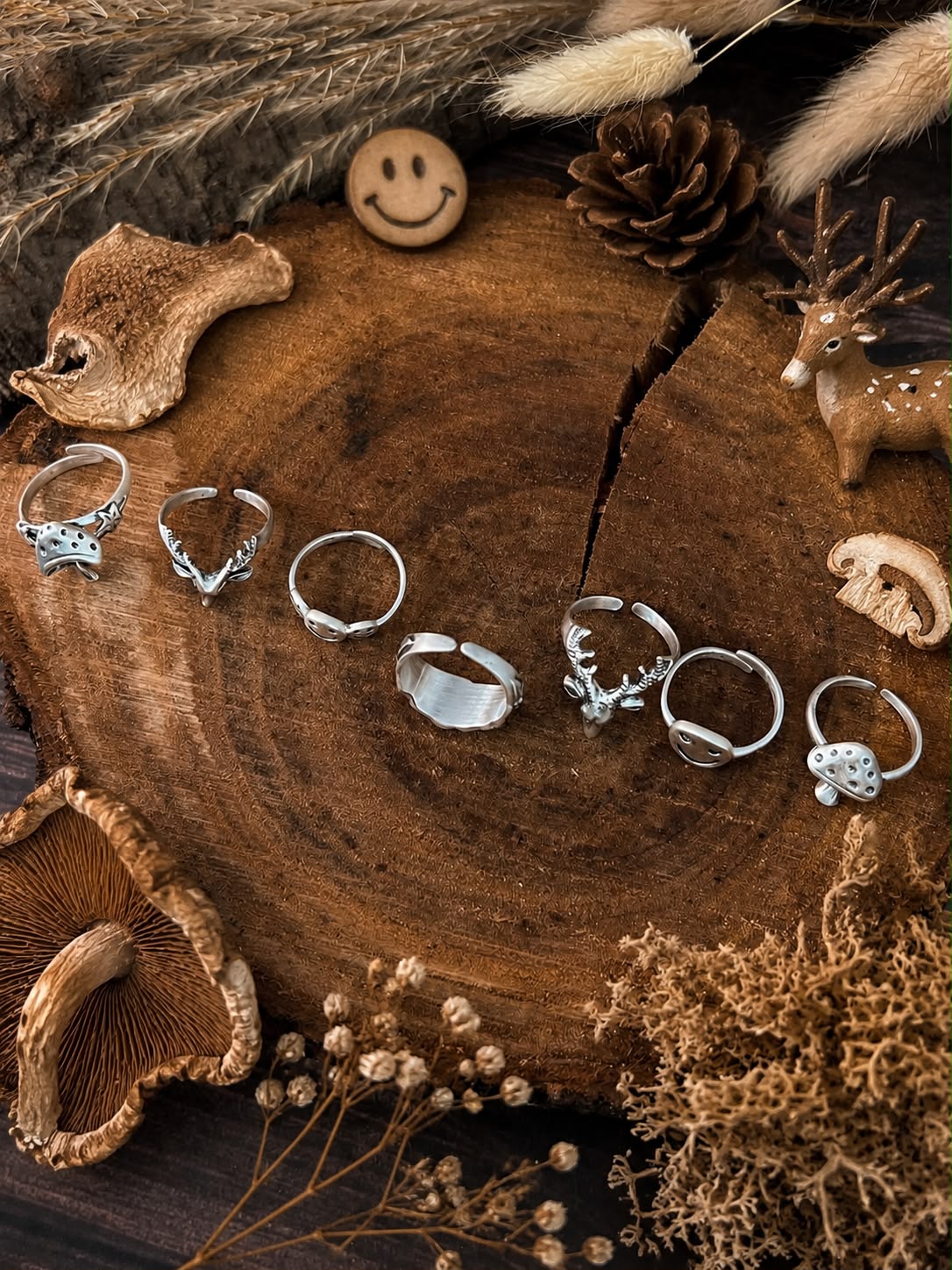 Handmade Sterling Silver Mystic Grove Stack Collection: Adjustable Ring