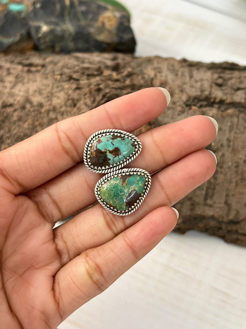 Handmade Sterling Silver Royston Turquoise Adjustable Ring Signed Nizhoni
