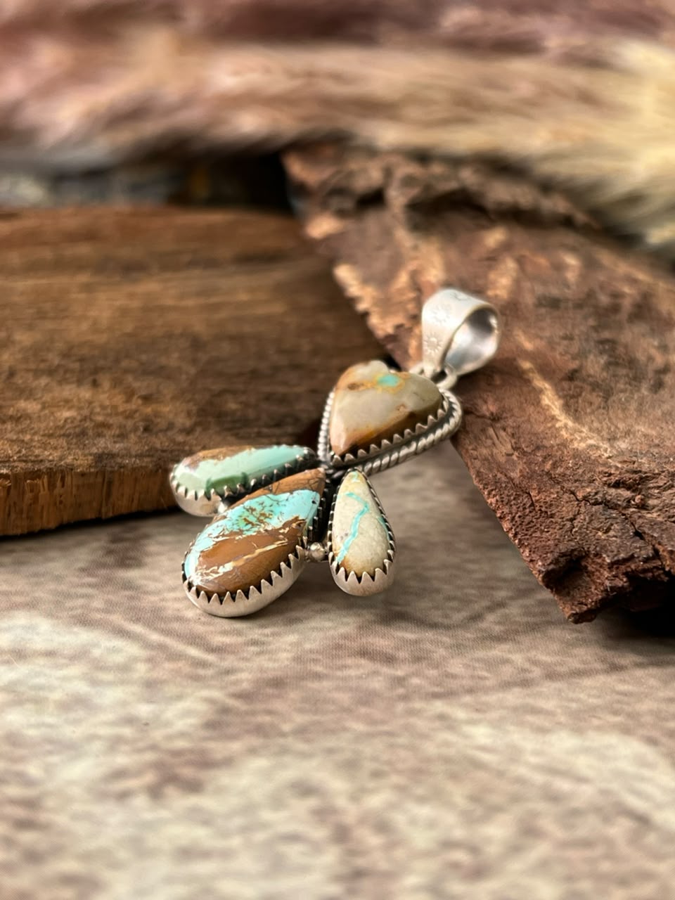 Handmade Sterling Silver Royston Turquoise Pendant Signed Nizhoni