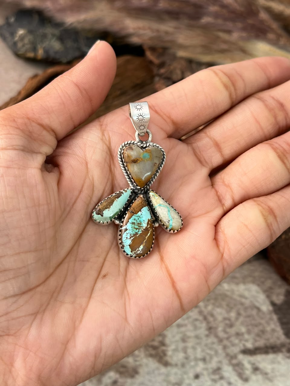 Handmade Sterling Silver Royston Turquoise Pendant Signed Nizhoni