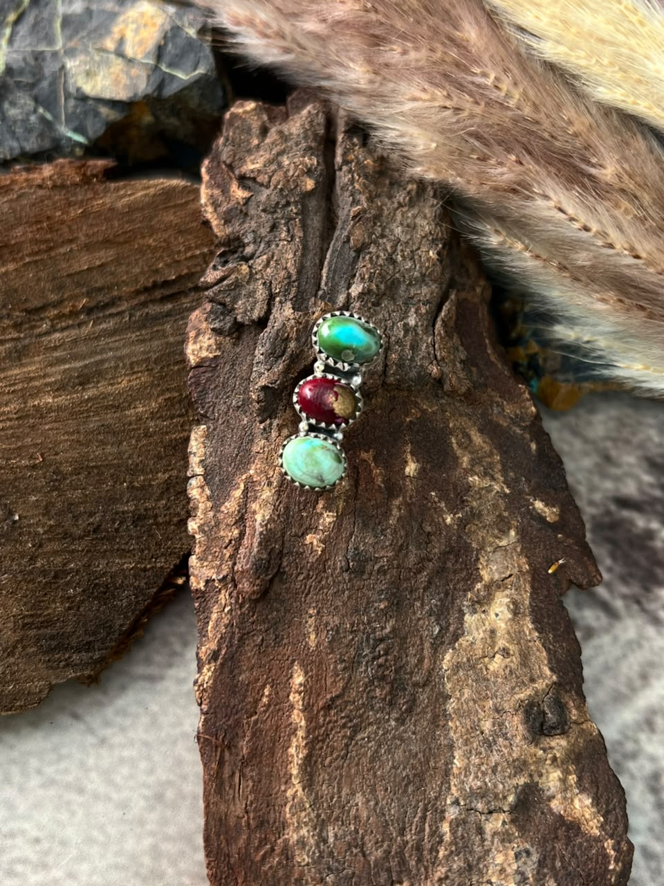 Handmade Sterling Silver Sonoran Mountain Turquoise with Dahlia Rose Watch Charm Signed Nizhoni