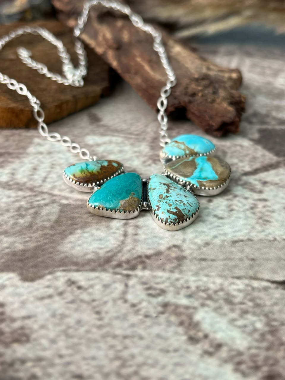 Handmade Sterling Silver Royston Turquoise Necklace Signed Nizhoni