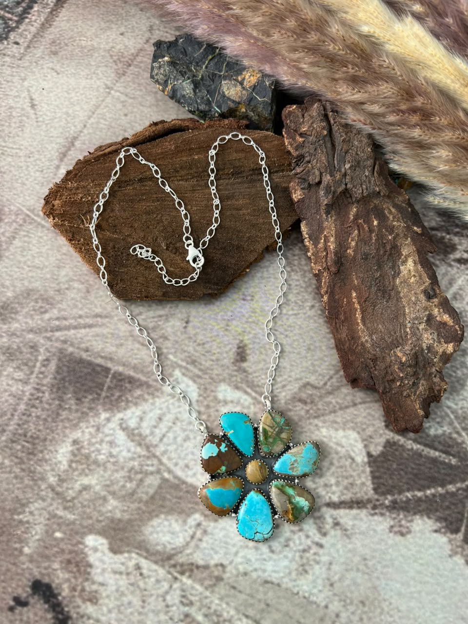 Handmade Sterling Silver Royston Turquoise Necklace Signed Nizhoni