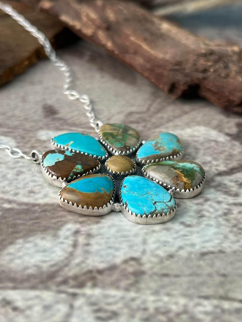Handmade Sterling Silver Royston Turquoise Necklace Signed Nizhoni