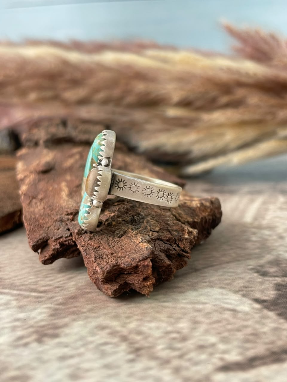 Handmade Sterling Silver Royston Turquoise Adjustable Ring Signed Nizhoni