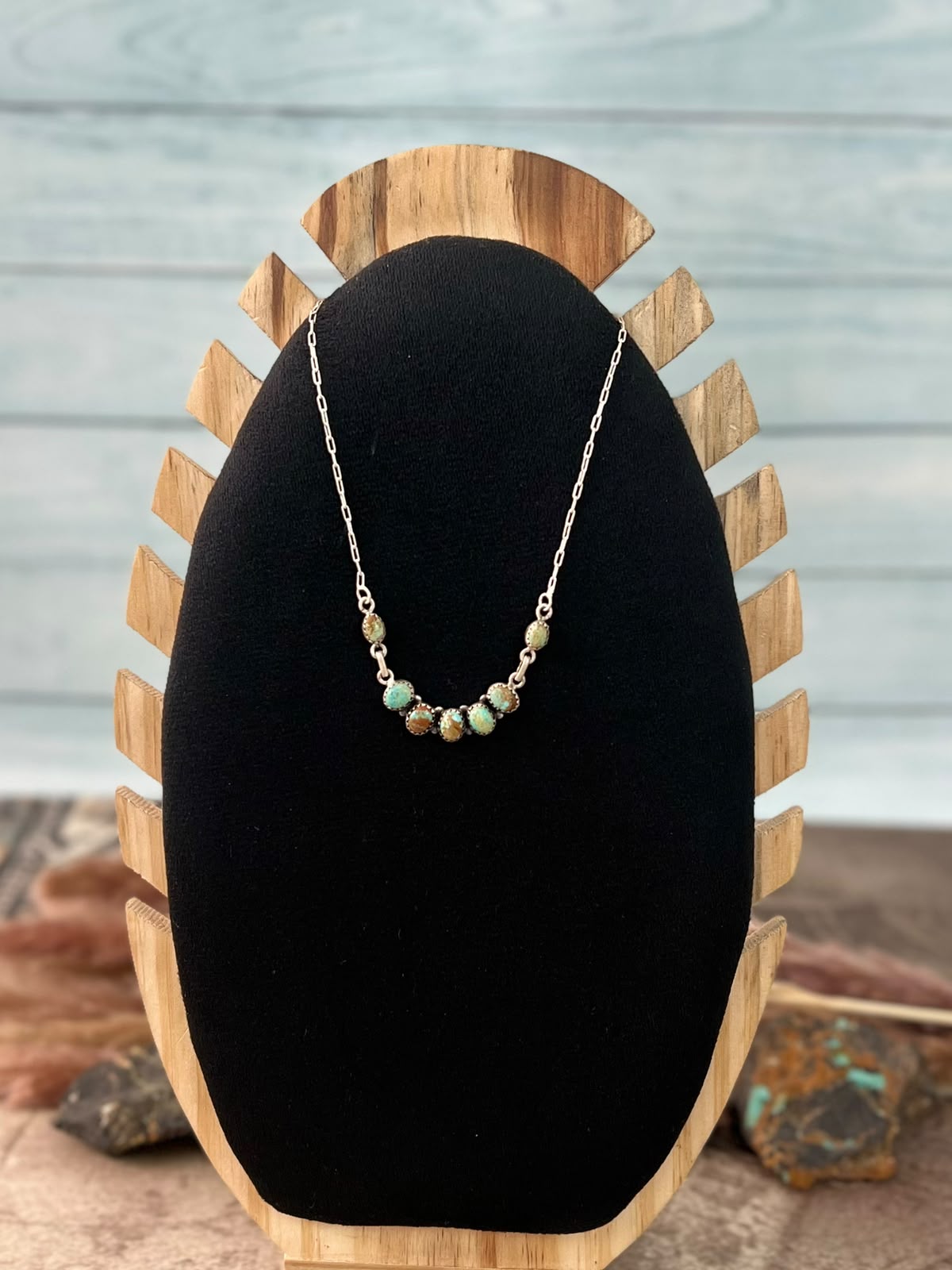 Handmade Sterling Silver Number 8 Turquoise Collection: Necklace Signed Nizhoni
