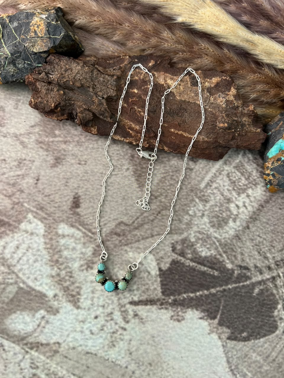 Handmade Sterling Silver Number 8 Turquoise Collection: Necklace Signed Nizhoni