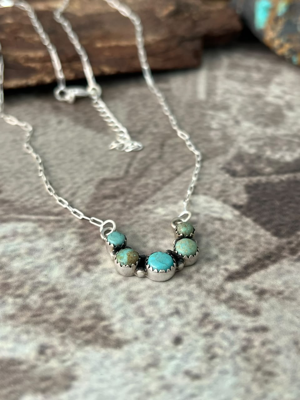 Handmade Sterling Silver Number 8 Turquoise Collection: Necklace Signed Nizhoni