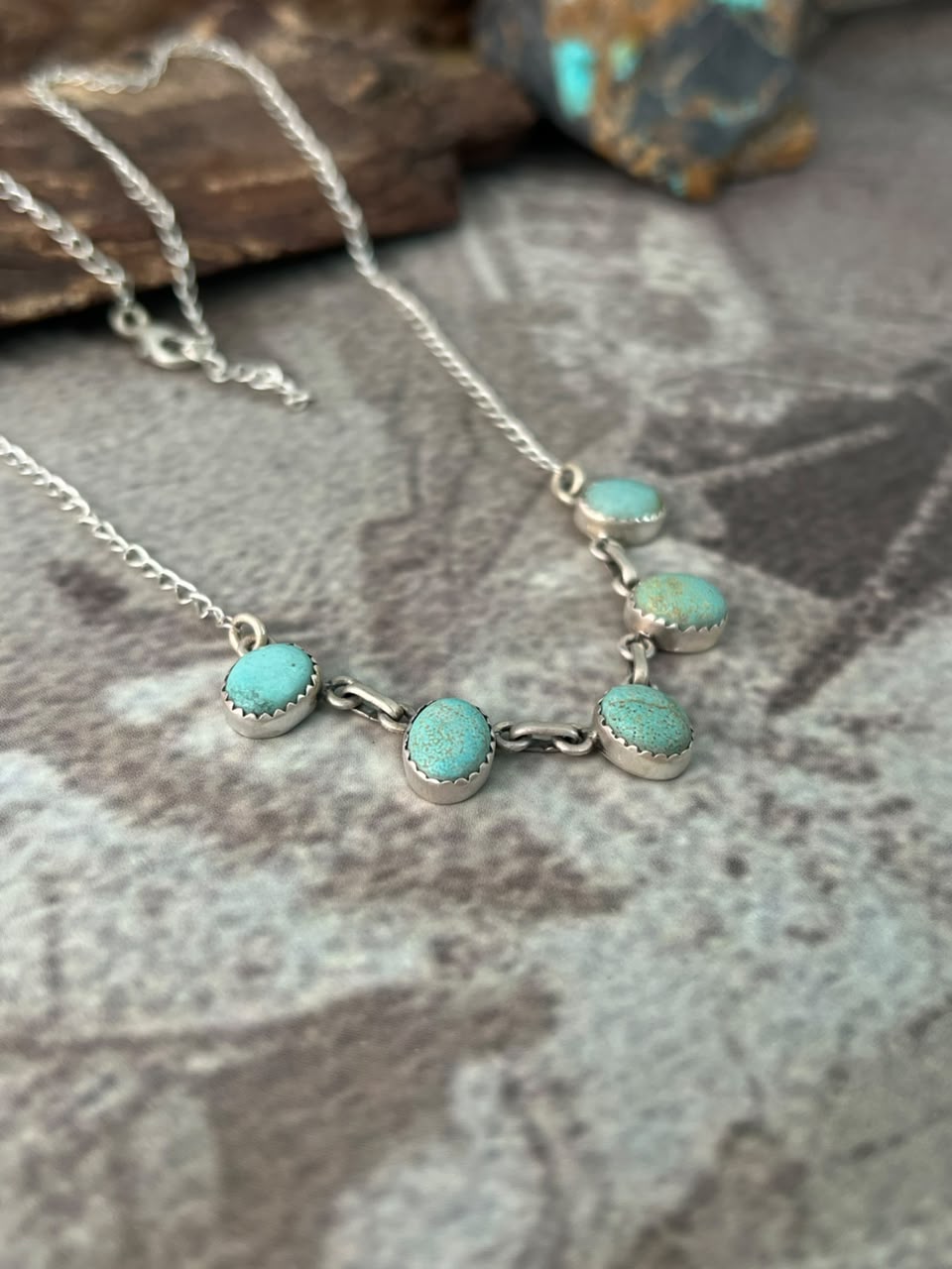 Handmade Sterling Silver Number 8 Turquoise Collection: Necklace Signed Nizhoni