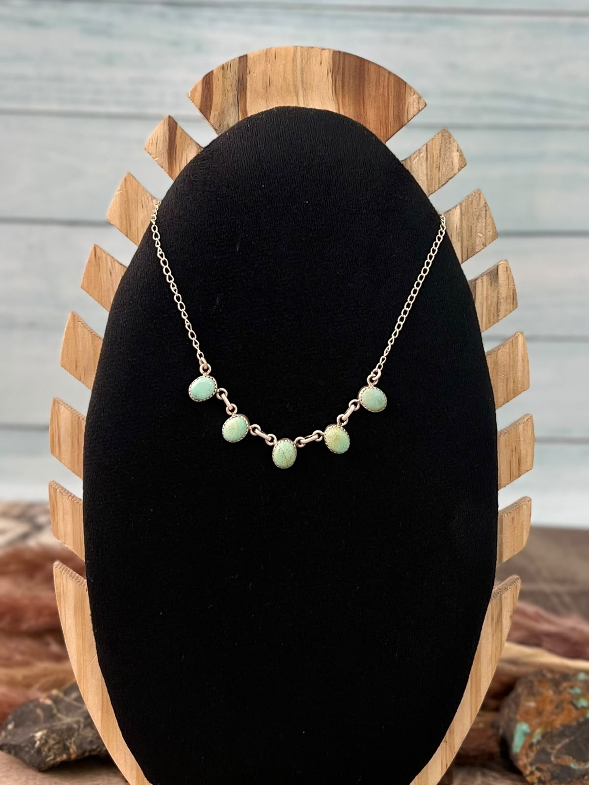 Handmade Sterling Silver Number 8 Turquoise Collection: Necklace Signed Nizhoni