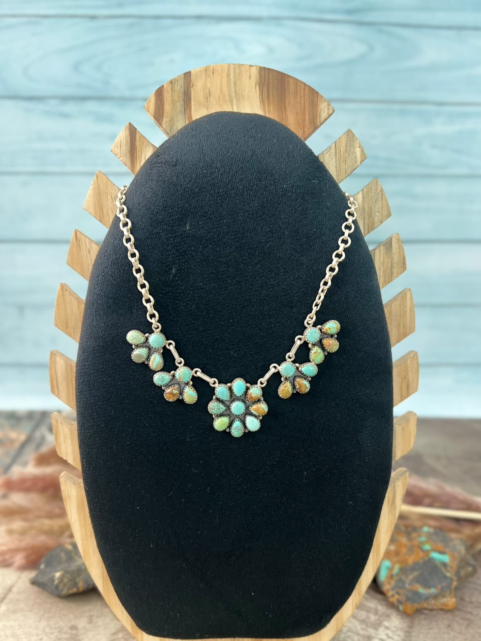 Handmade Sterling Silver Number 8 Turquoise Collection: Necklace Signed Nizhoni