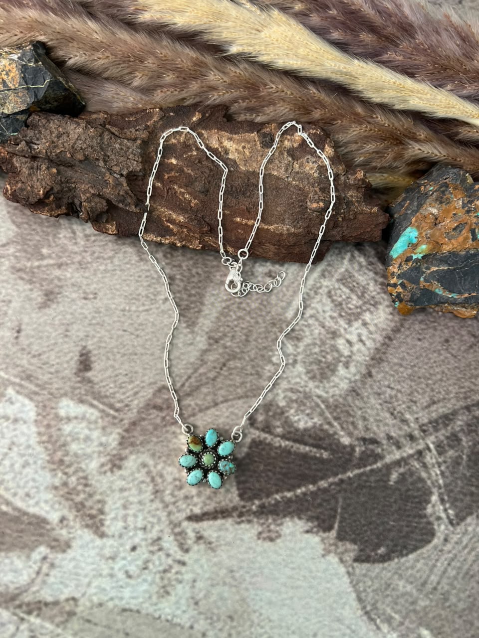 Handmade Sterling Silver Number 8 Turquoise Collection: Necklace Signed Nizhoni