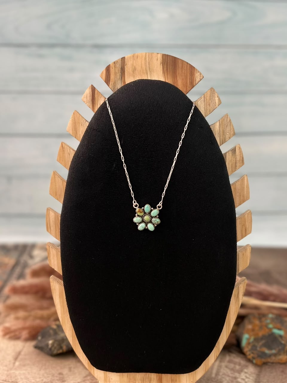 Handmade Sterling Silver Number 8 Turquoise Collection: Necklace Signed Nizhoni