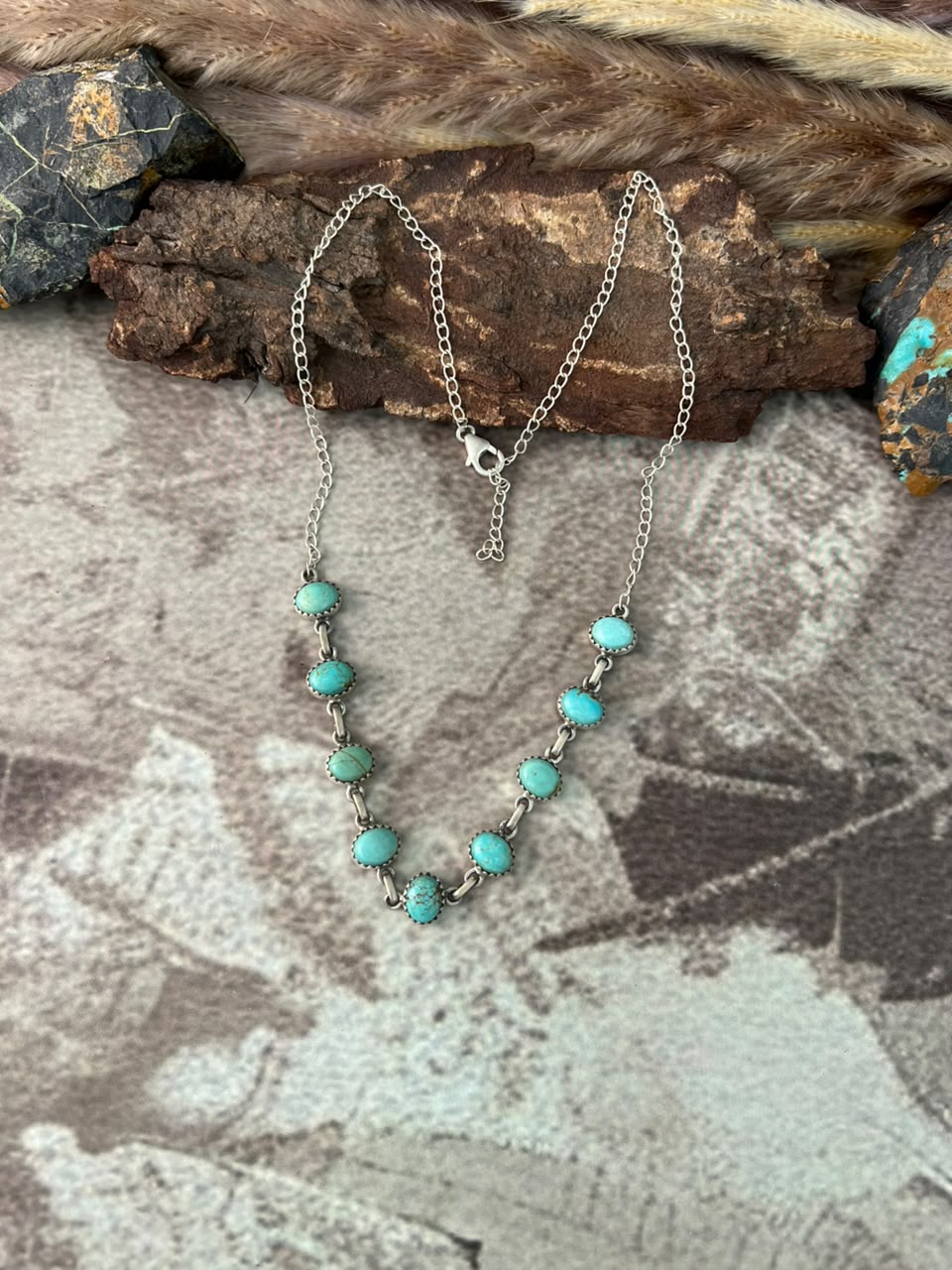 Handmade Sterling Silver Number 8 Turquoise Collection: Necklace Signed Nizhoni