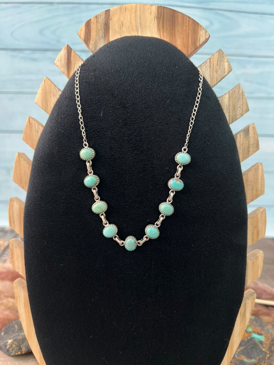 Handmade Sterling Silver Number 8 Turquoise Collection: Necklace Signed Nizhoni