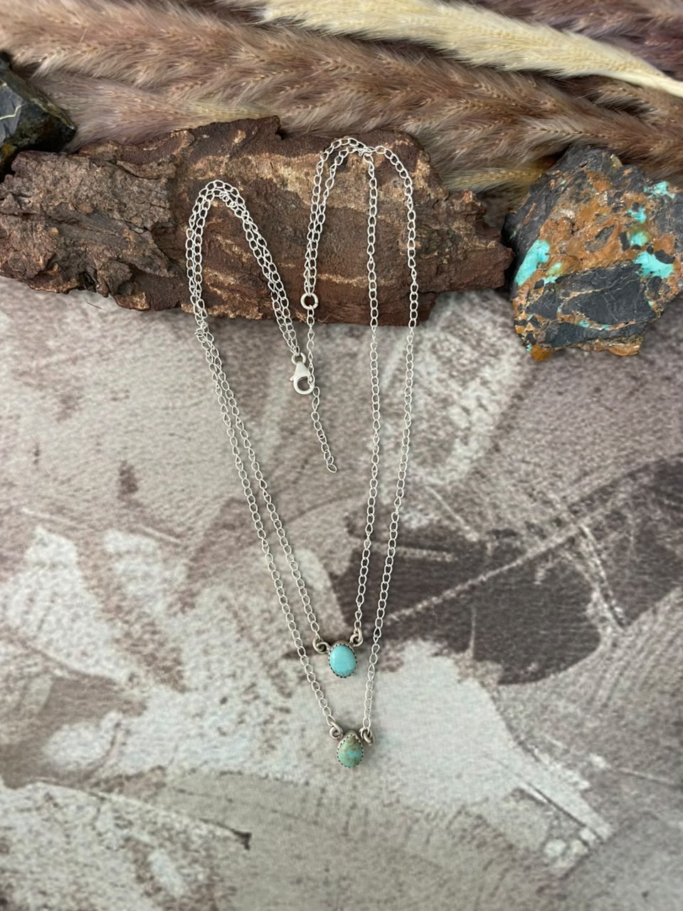 Handmade Sterling Silver Number 8 Turquoise Collection: Layered Necklace Signed Nizhoni