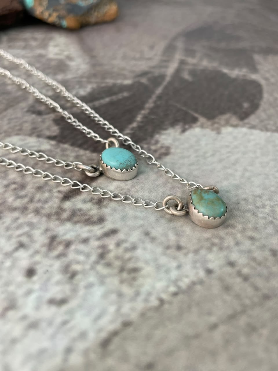 Handmade Sterling Silver Number 8 Turquoise Collection: Layered Necklace Signed Nizhoni