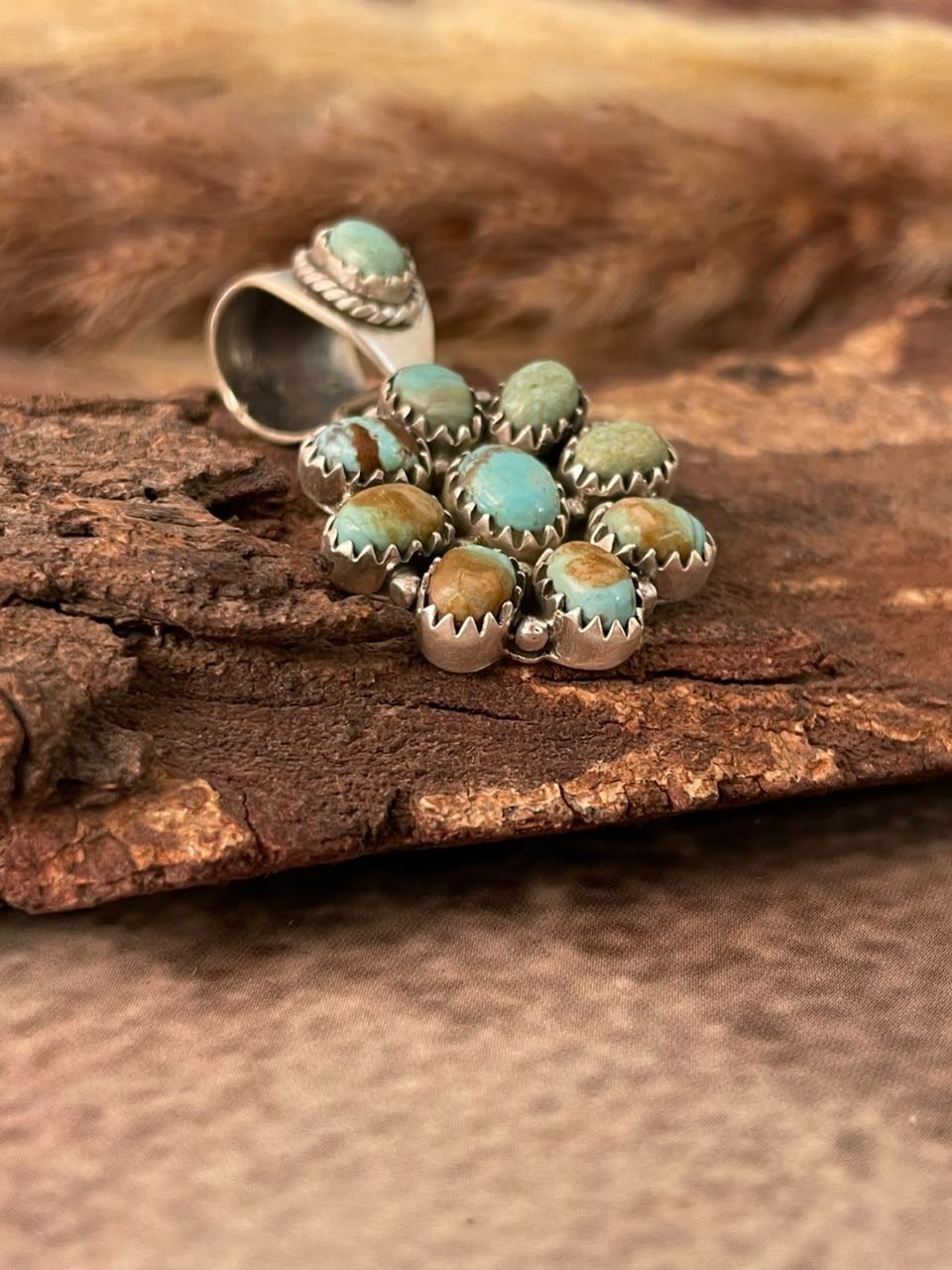 Handmade Sterling Silver Number 8 Turquoise Collection: Pendant Signed Nizhoni