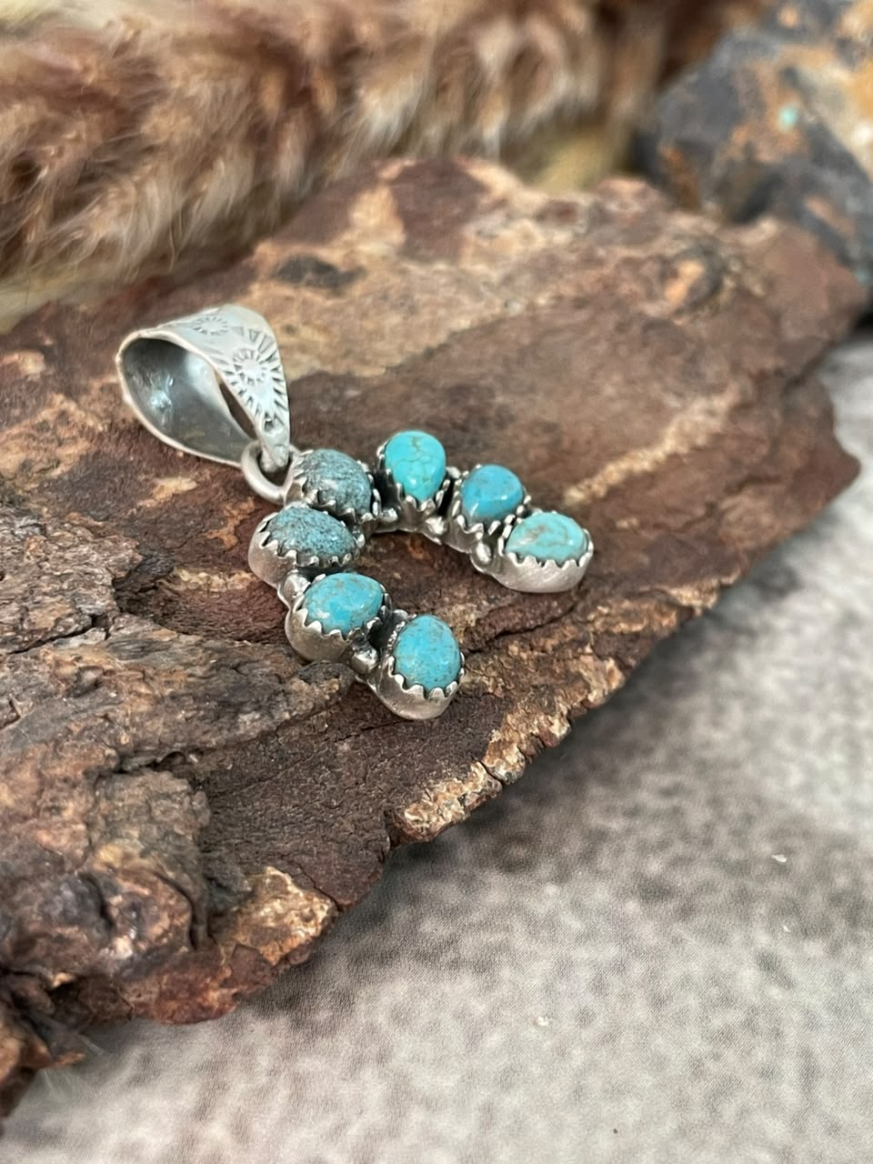 Handmade Sterling Silver Number 8 Turquoise Collection: Naja Pendant Signed Nizhoni