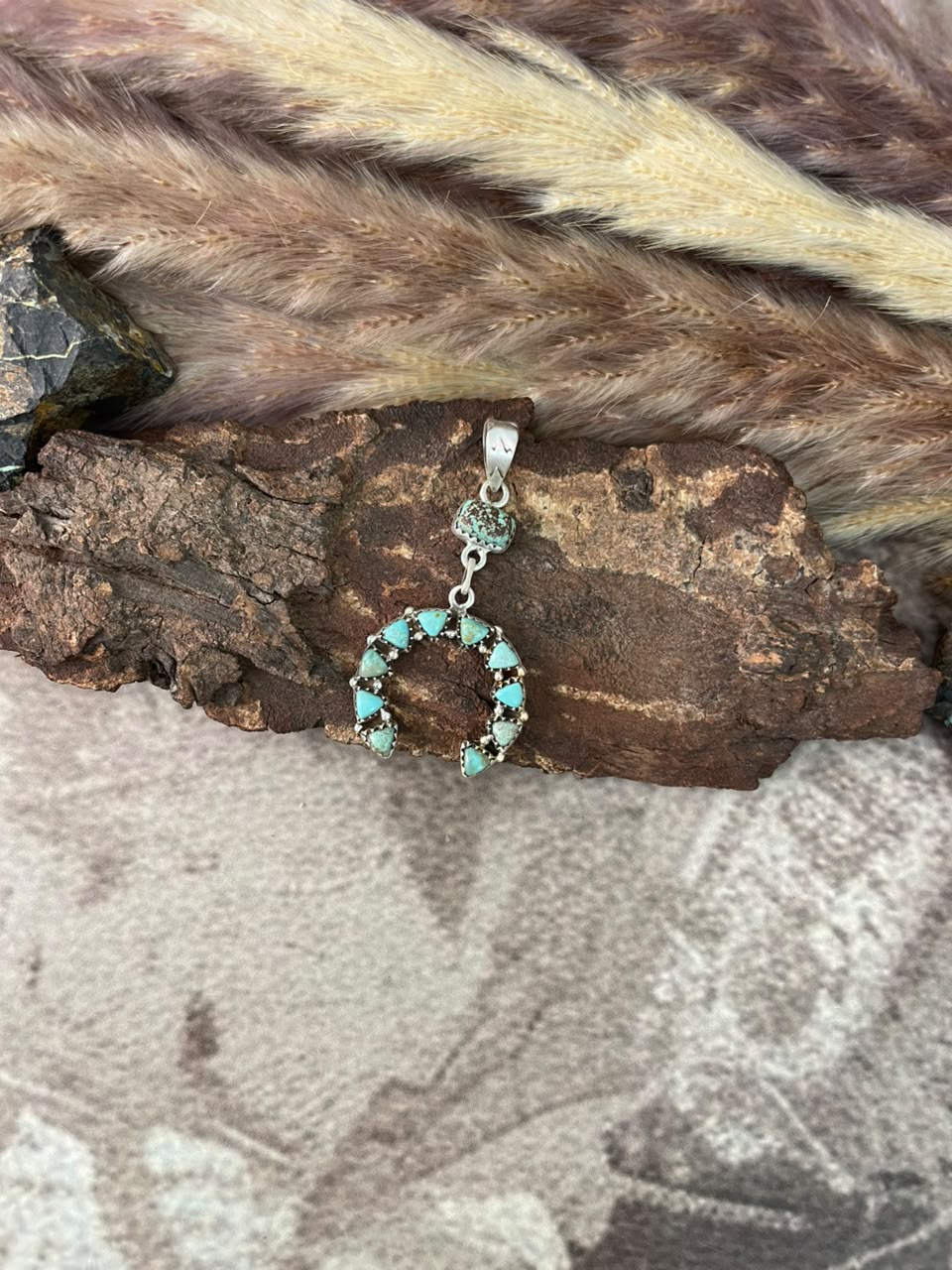 Handmade Sterling Silver Number 8 Turquoise Collection: Naja Pendant Signed Nizhoni