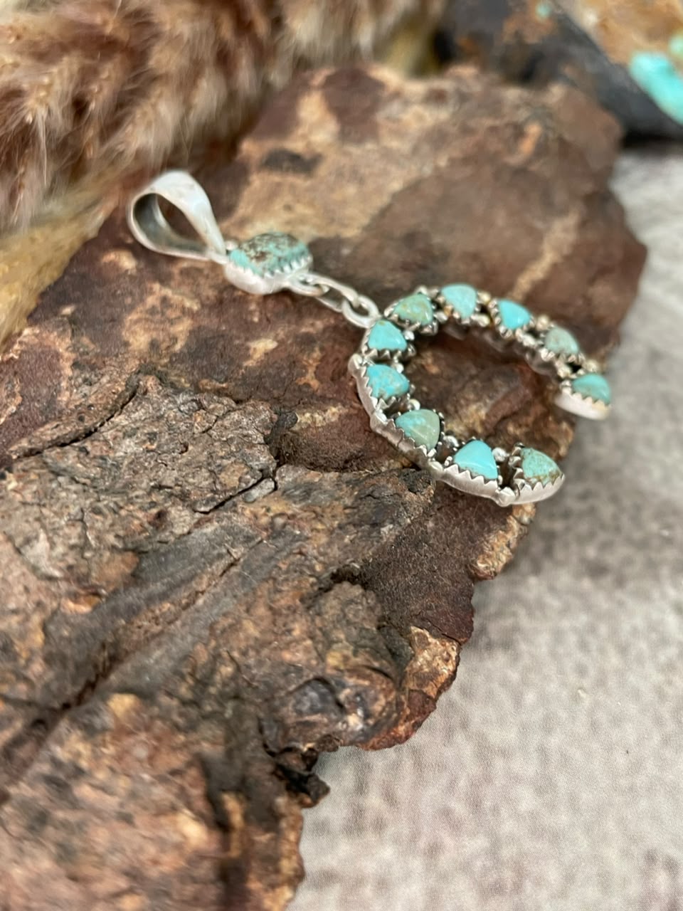 Handmade Sterling Silver Number 8 Turquoise Collection: Naja Pendant Signed Nizhoni