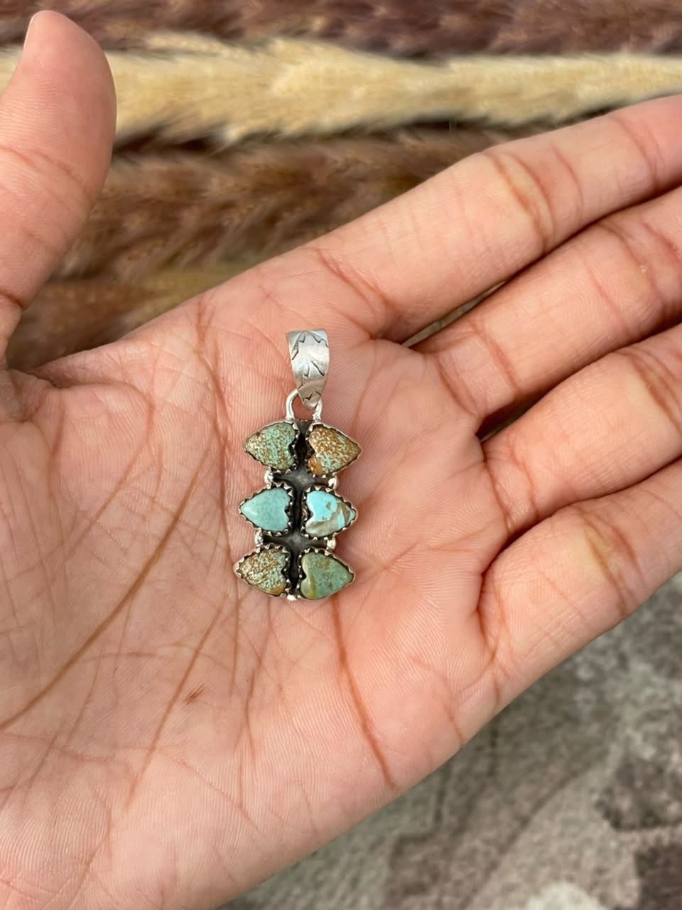 Handmade Sterling Silver Number 8 Turquoise Collection: Pendant Signed Nizhoni