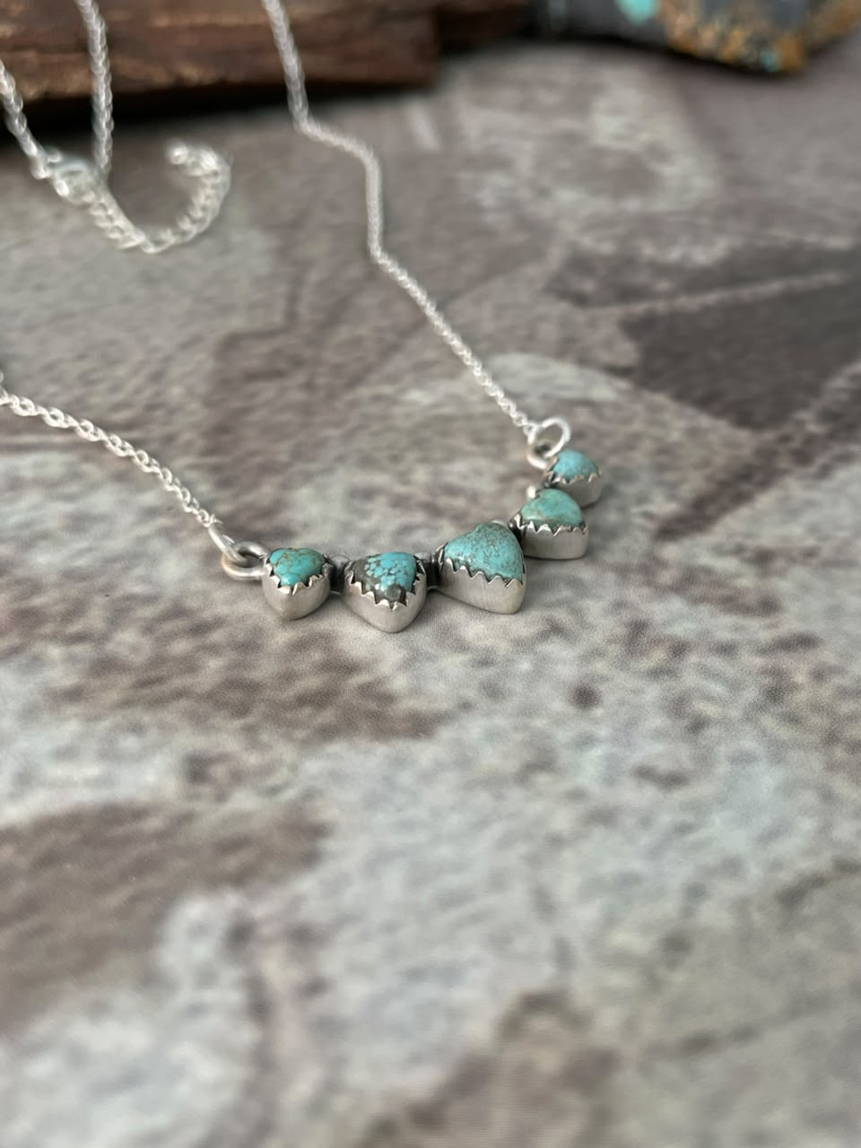 Handmade Sterling Silver Number 8 Turquoise Collection: Heart Necklace Signed Nizhoni
