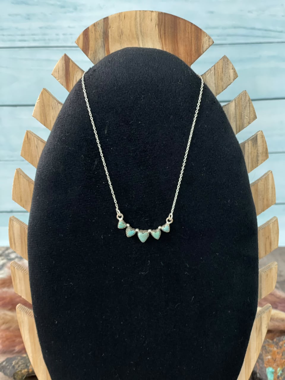 Handmade Sterling Silver Number 8 Turquoise Collection: Heart Necklace Signed Nizhoni