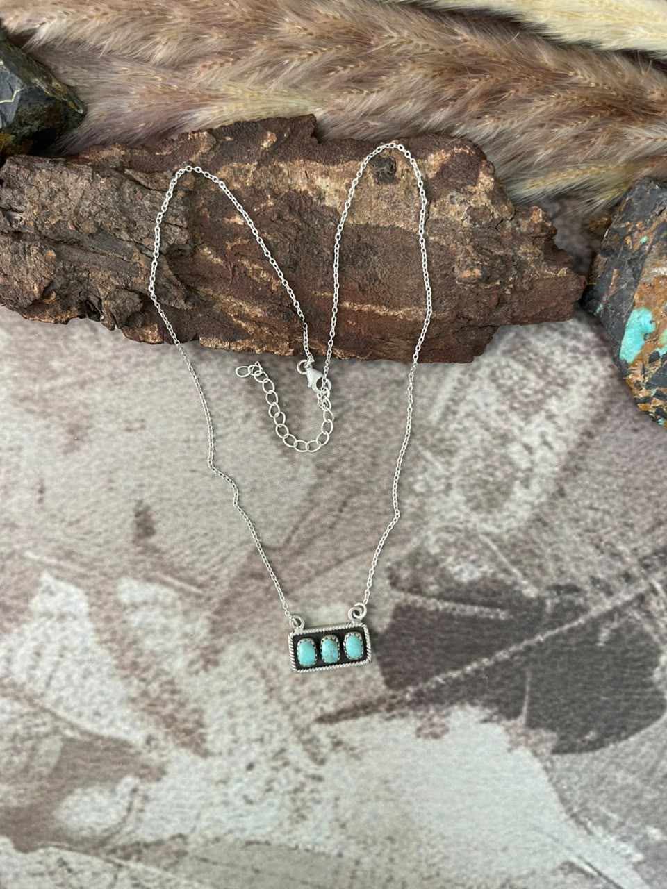 Handmade Sterling Silver Number 8 Turquoise Collection: Necklace Signed Nizhoni
