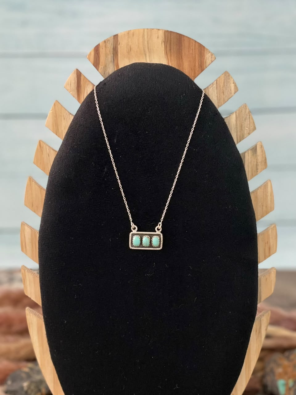 Handmade Sterling Silver Number 8 Turquoise Collection: Necklace Signed Nizhoni