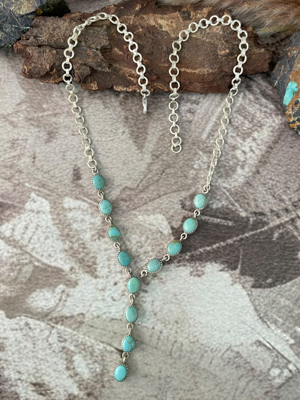 Handmade Sterling Silver Number 8 Turquoise Collection: Necklace Signed Nizhoni