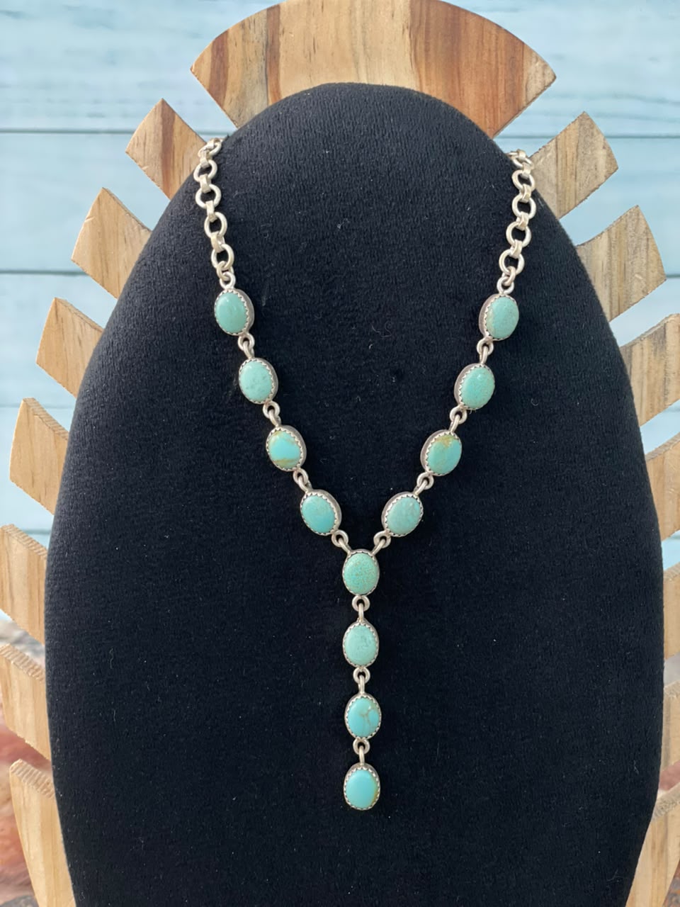 Handmade Sterling Silver Number 8 Turquoise Collection: Necklace Signed Nizhoni
