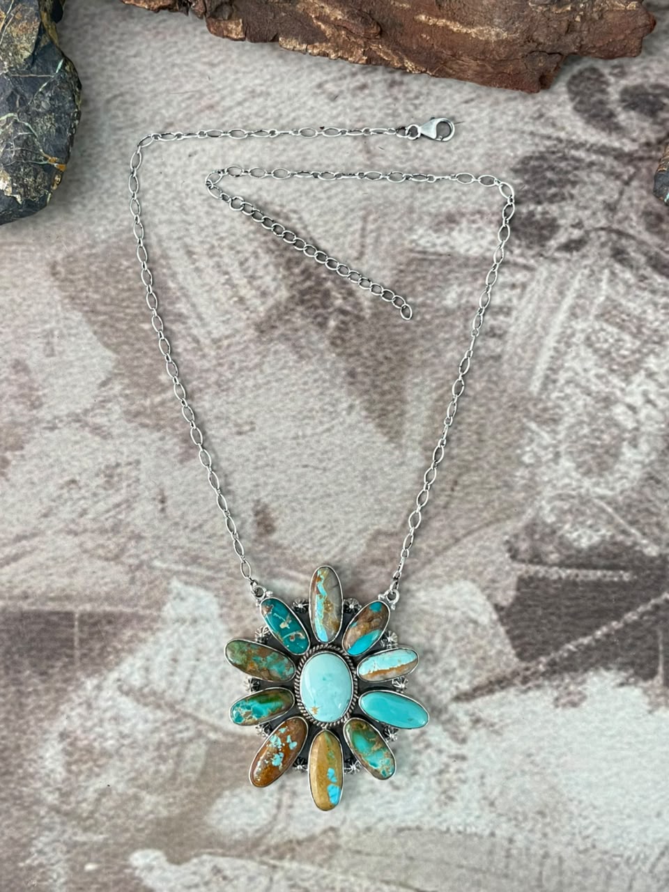 Handmade Sterling Silver Royston Turquoise Necklace Signed Nizhoni