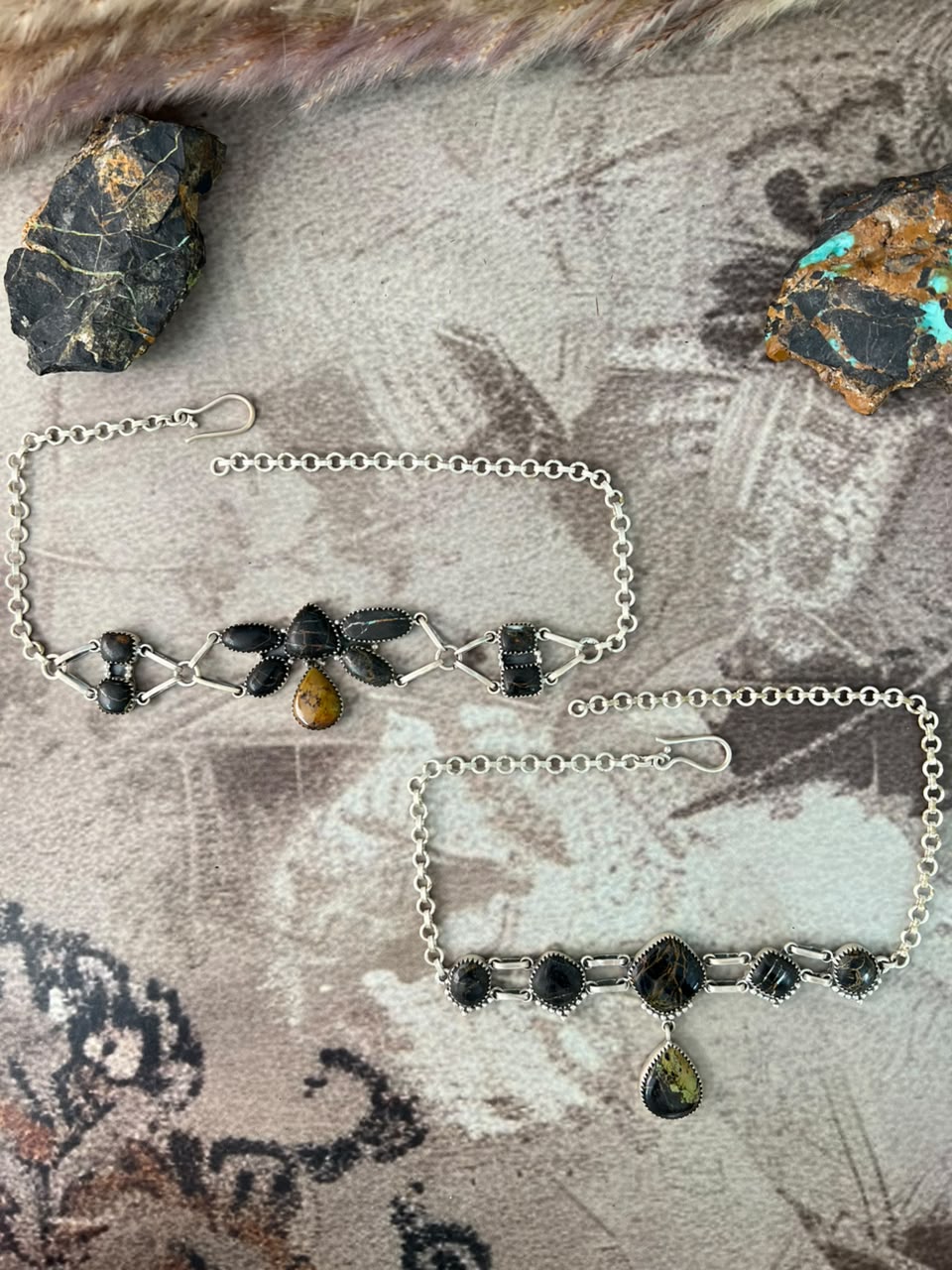 Handmade Sterling Silver Blackjack Turquoise Choker Necklace Signed Nizhoni