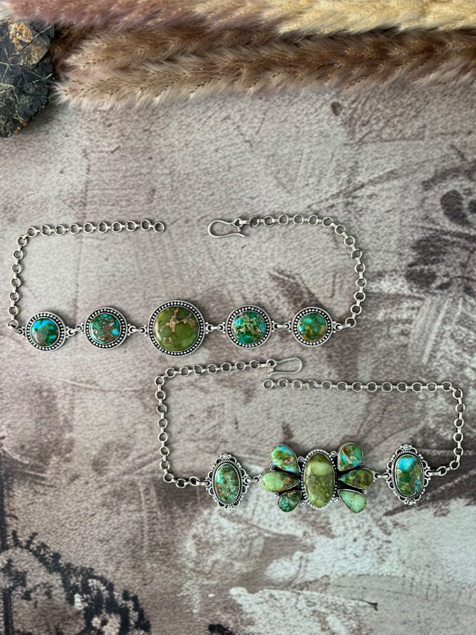 Handmade Sterling Silver Sonoran Mountain Turquoise Necklace Signed Nizhoni