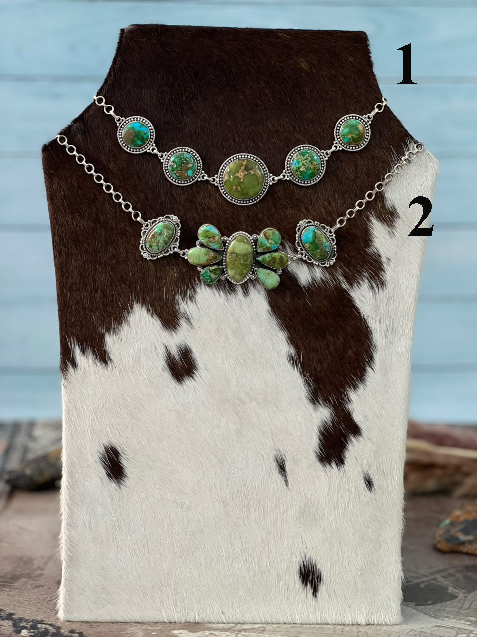 Handmade Sterling Silver Sonoran Mountain Turquoise Necklace Signed Nizhoni