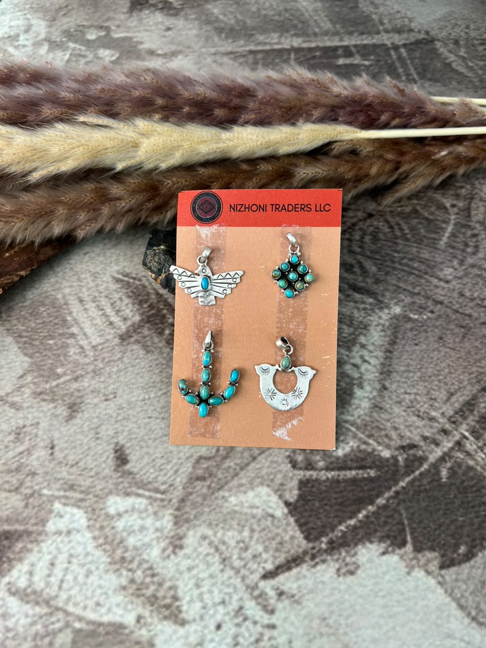 Handmade Sterling Silver Kingman Turquoise Pendant Card