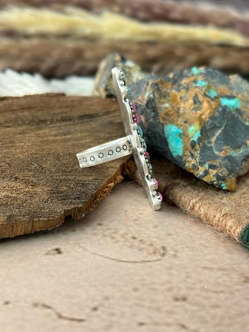 Handmade Sterling Silver Cotton Candy Adjustable Ring Signed Nizhoni