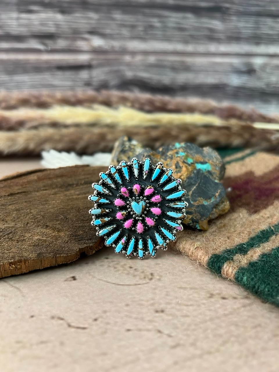 Handmade Sterling Silver Cotton Candy Adjustable Ring Signed Nizhoni
