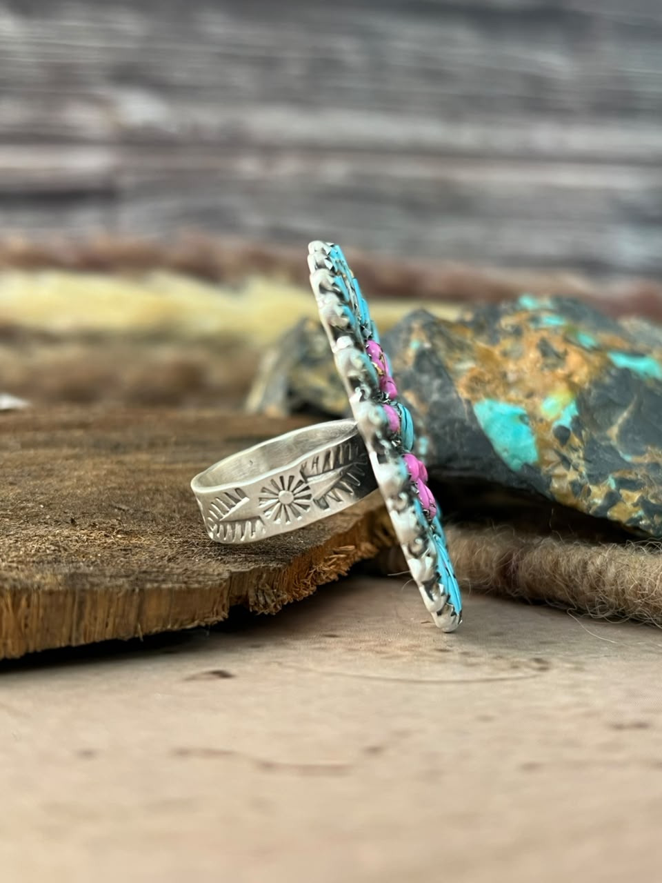 Handmade Sterling Silver Cotton Candy Adjustable Ring Signed Nizhoni