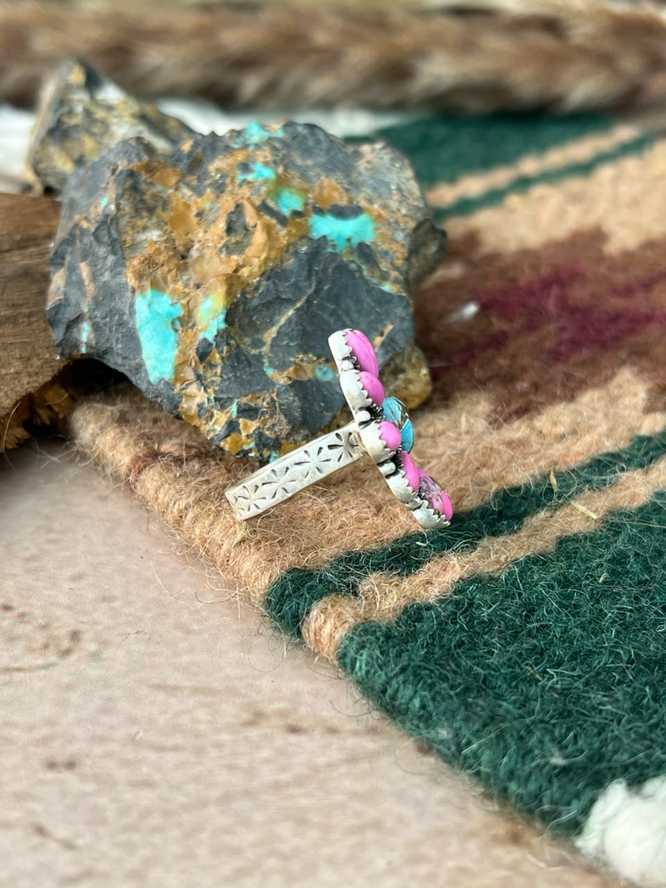 Handmade Sterling Silver Cotton Candy Adjustable Ring Signed Nizhoni