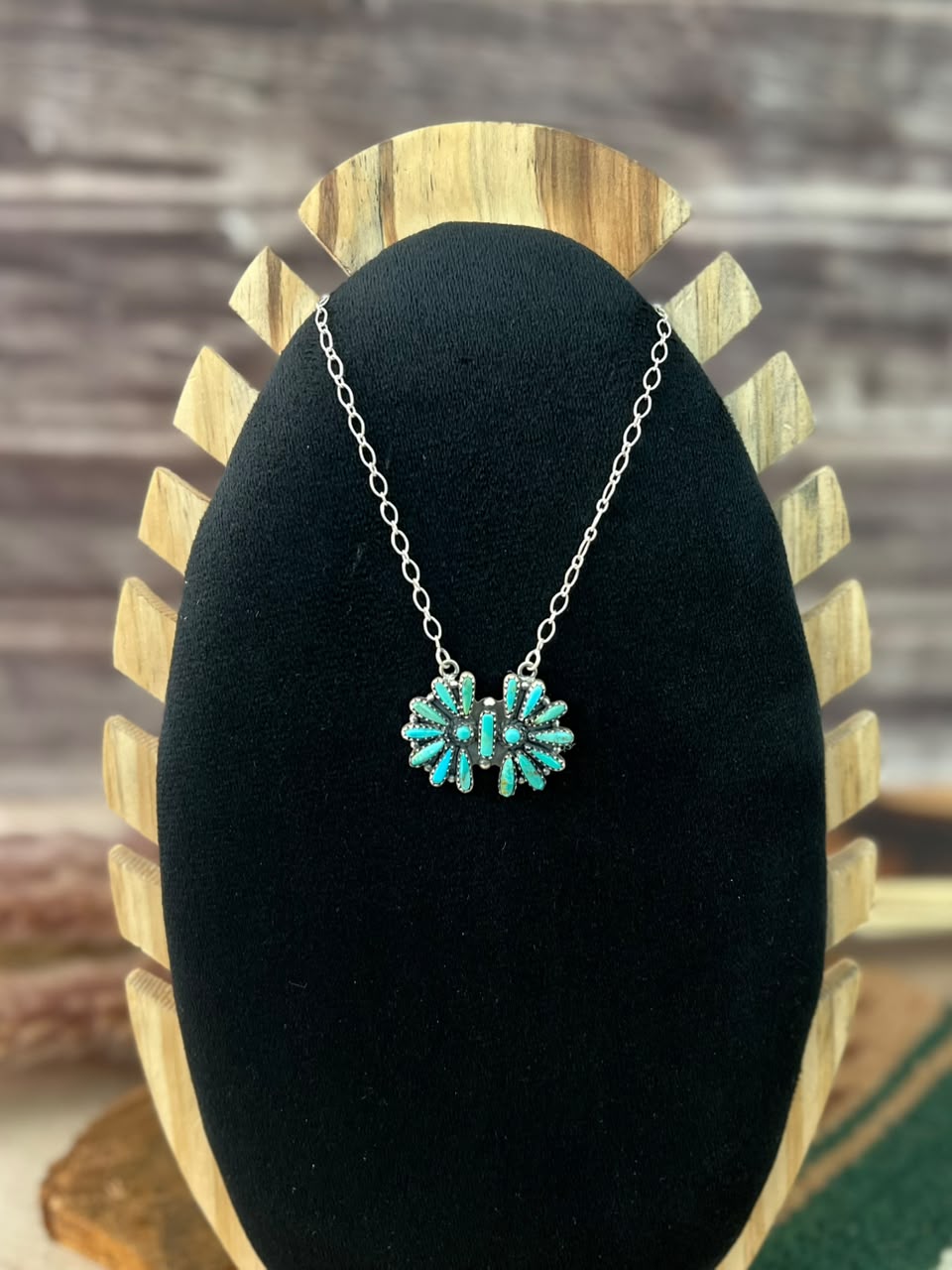 Handmade Sterling Silver Kingman Turquoise Necklace Signed Nizhoni