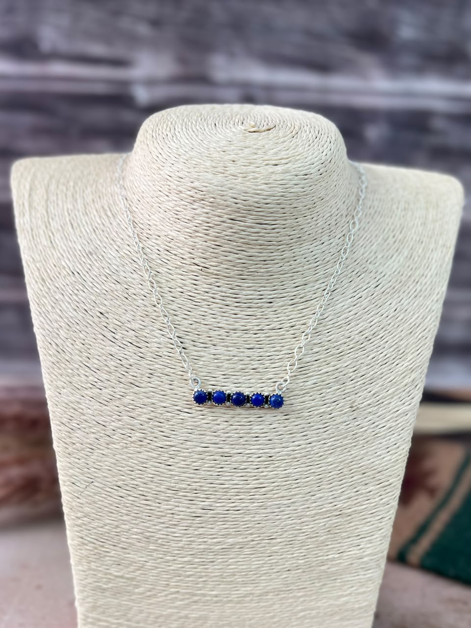 Handmade Sterling Silver Lapis Necklace Signed Nizhoni