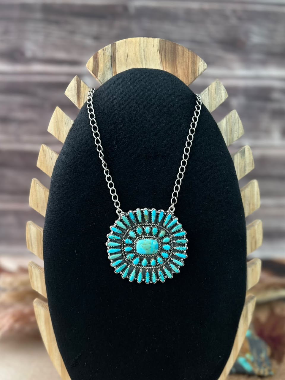Handmade Sterling Silver Kingman Turquoise Necklace Signed Nizhoni