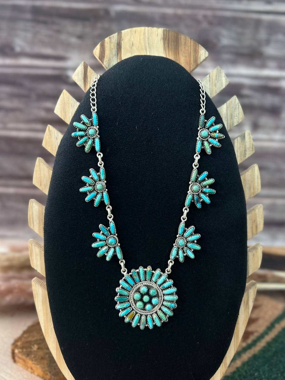 Handmade Sterling Silver Kingman Turquoise Necklace Signed Nizhoni
