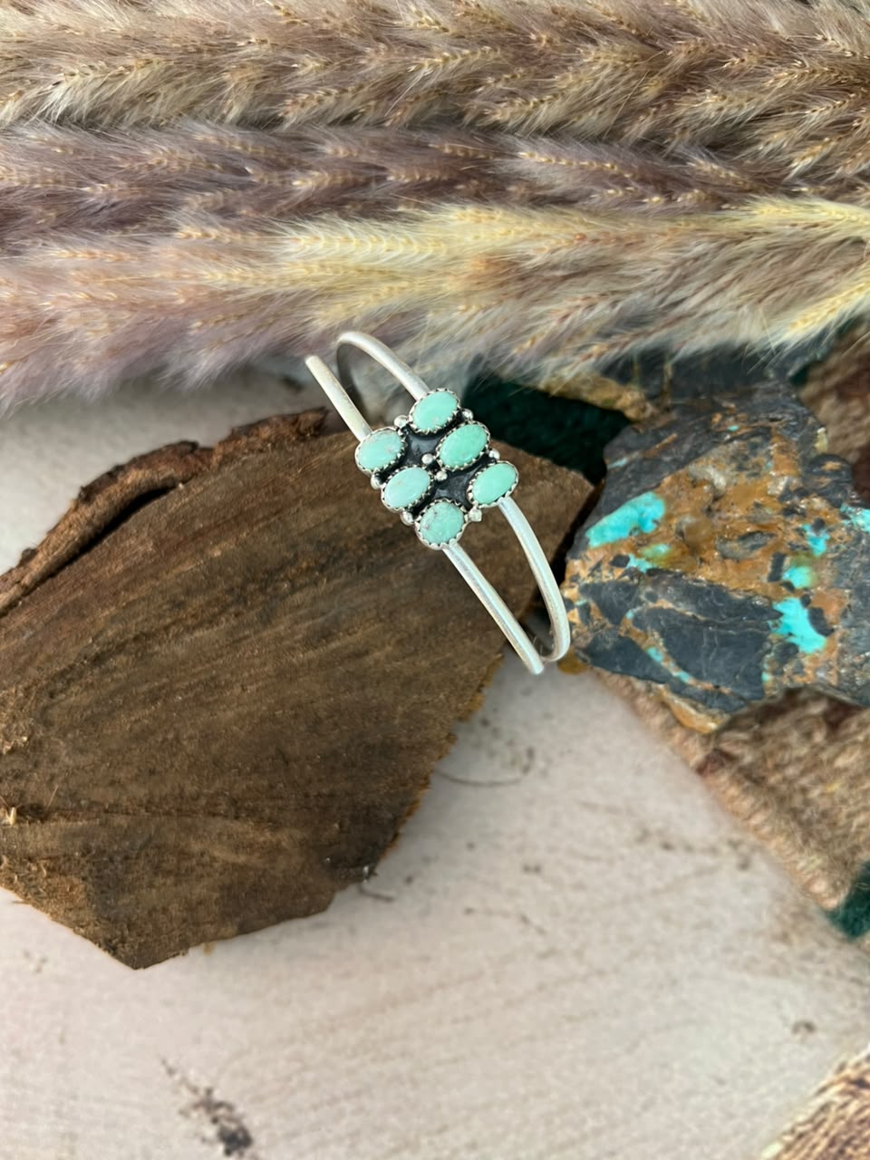 Handmade Sterling Silver Paloma Turquoise Cuff Bracelet Signed Nizhoni