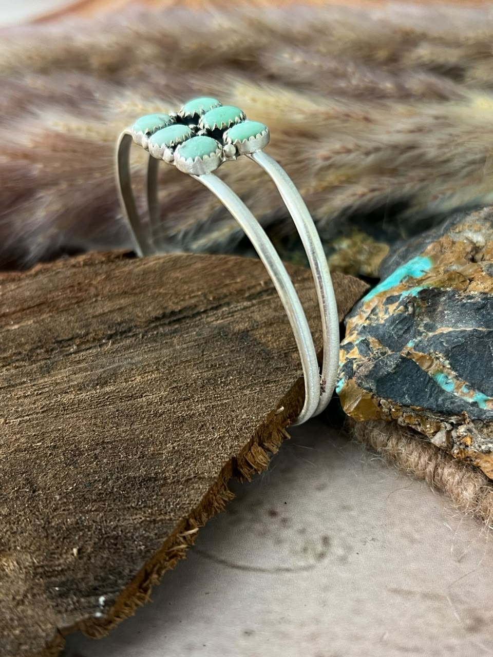 Handmade Sterling Silver Paloma Turquoise Cuff Bracelet Signed Nizhoni