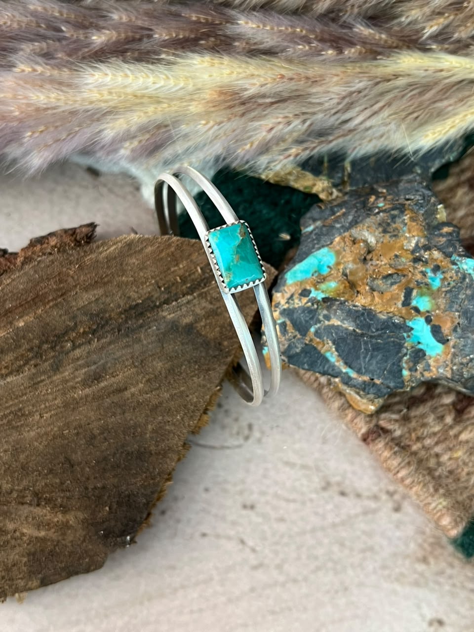 Handmade Sterling Silver Kingman Turquoise Cuff Bracelet Signed Nizhoni (3)