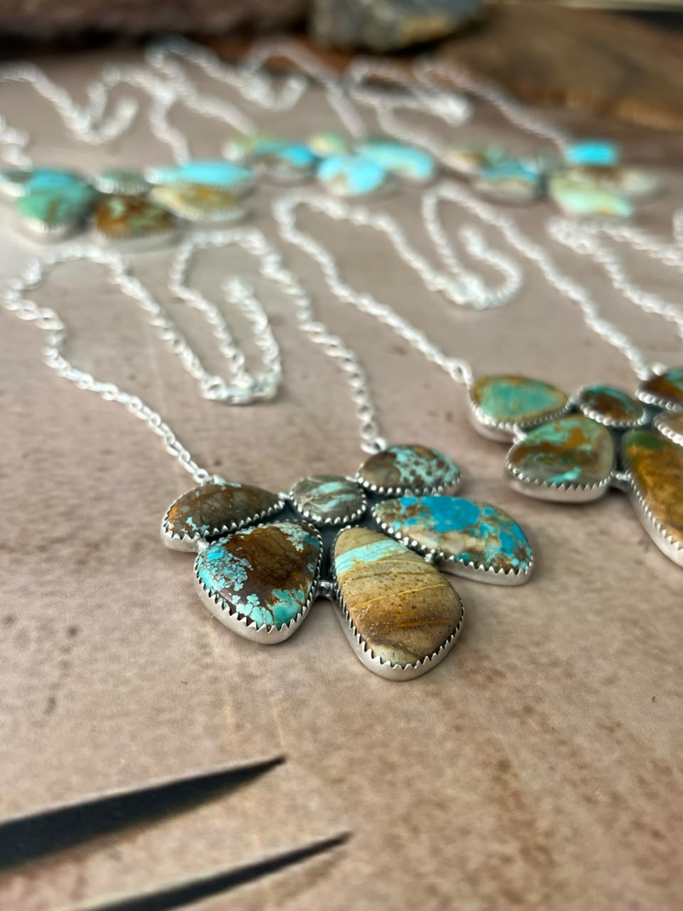 Handmade Sterling Silver Royston Turquoise Necklace Signed Nizhoni